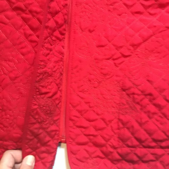 R.Q.T. Red Quilted Embroidered Zip Up Jacket, Sz XL - Picture 7 of 9